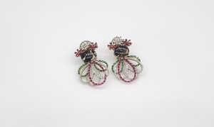 Pendientes de Mariposa con Circonita Cúbica, Pendientes de Doble Piedra con Baño Mehandi, Joyería Floral para Mujer, para Fiestas - Product Image 4