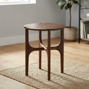 Modern Round <b>Wooden</b> <b>Side</b> <b>Table</b> Solid Wood Accent End <b>Table</b> Minimalist Living Room Bedroom Furniture Contemporary Decorative - Product Image 5