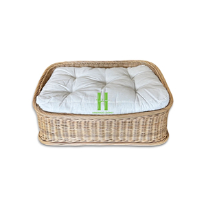 High Quality Customized OEM Indoor Cat <b>Bed</b> Handmade Rattan Cotton Pet Cage Animal Pattern Snap Button Belt Direct Wholesale HNH - Product Image 6