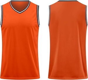 Maillot de basket orange unisexe sans manches, débardeur bandeau, en polyester anti-humidité, pour adulte, hiver/été, color block, élastique - Product Image 1