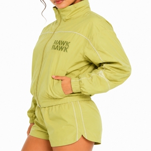 <b>Women</b>’s Zip Up Windbreaker Jacket And <b>Shorts</b> Two Piece Set Elastic Waist Sporty Style Breathable Style Wear Relaxed Fit Wear - Product Image 3