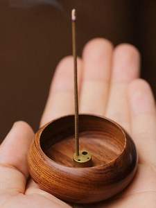 Quemador de incienso tradicional hecho a mano de madera para templo, oración, aromaterapia, meditación, bandeja para recoger cenizas de incienso. - Product Image 6