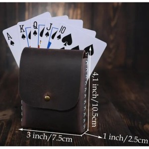 Étui à cartes en cuir véritable, étui de rangement pour cartes, étui pour cartes à jouer, porte-cartes de poker, étui en cuir pour jeu de cartes - Product Image 3