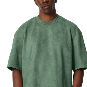 T-shirt vert oversize en coton pour homme, manches courtes, col rond, couleur unie, tissu jersey, style streetwear - Product Image 4