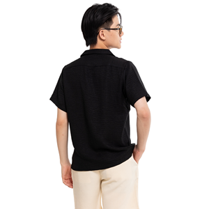 Camisas casuales de hombre de lino/algodón con estampado dobby, de secado rápido, manga corta, cuello en V, un solo botón, venta al por mayor OEM, personalizadas - Product Image 2