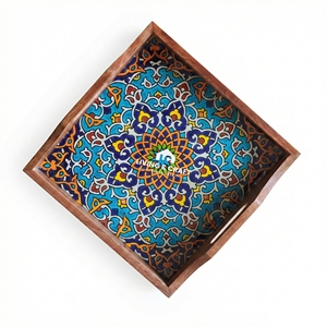 Assiette à dessert moderne de luxe en bois massif, plateau rond écologique pour les fêtes, idéal pour servir des fruits secs et du café - Product Image 3