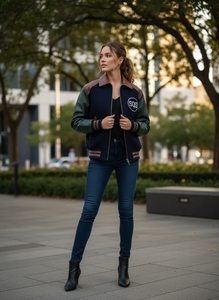 Chaqueta universitaria corta vintage rosa para mujer, transpirable, con bordado de letras y logo personalizado, de lana/viscosa gruesa, estilo relajado. - Product Image 2