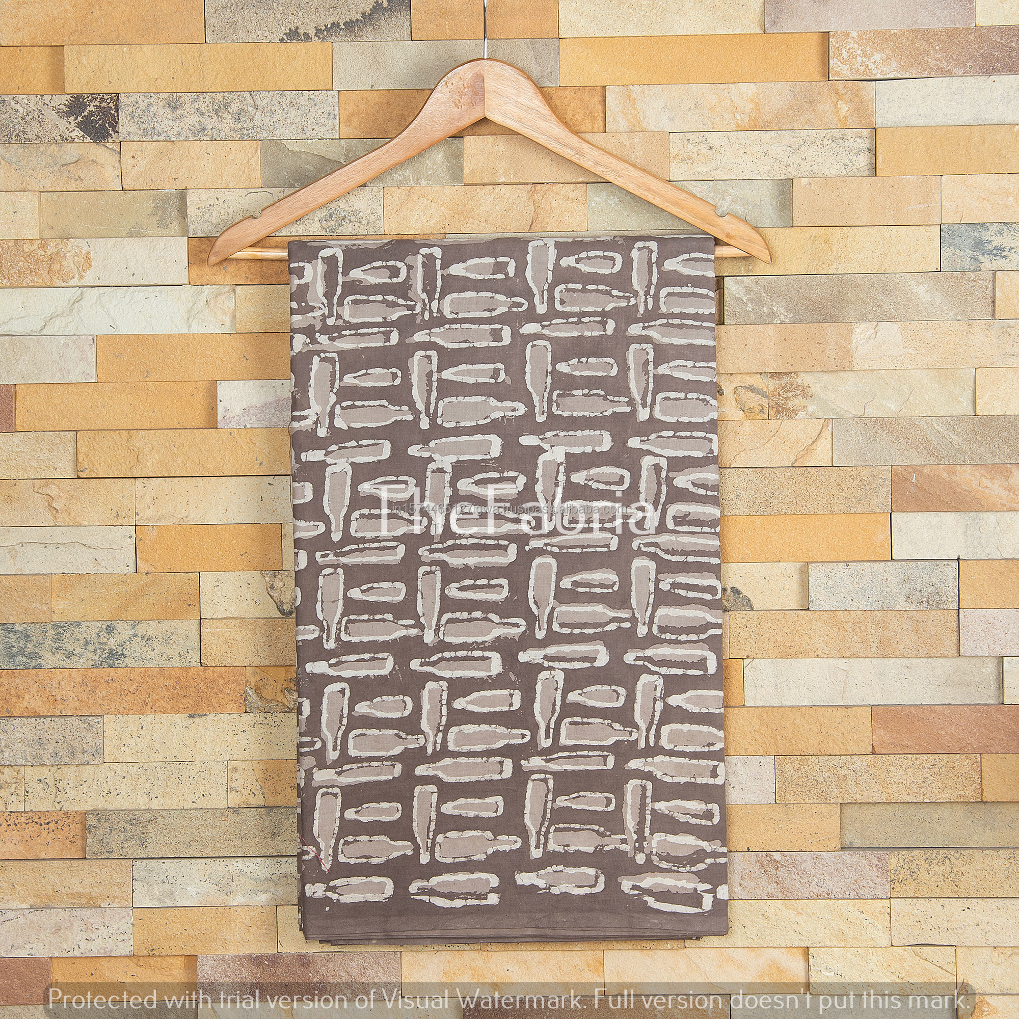 High Quality Indian Handmade Cotton Fabric Wholesale Raw Material from Jaipur Kashish Bottle Block Printed for Woman Dressing
