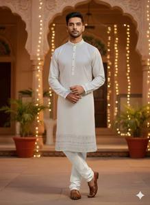 Conjunto de Kurta y Pijama de Seda Pura Tradicional Más Vendido, Sin Arrugas, Ropa Étnica Premium para Fiestas, Bodas y Festivales en Oferta - Product Image 6