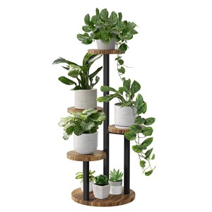 Wholesale Distressed MDF Wood Metal-<b>Frame</b> Tiered <b>Plant</b> Stand - Product Image 5