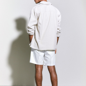 Shorts de basketball en toile pour homme, coupe classique, avec deux poches latérales profondes, style hip-hop, anti-plis, vintage, en coton uni, mi-longueur, pour l'été - Product Image 4