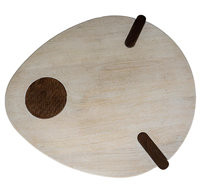 Table basse élégante en bois massif de manguier et d'acacia sculpté à la main, design combiné, pour salon et maison