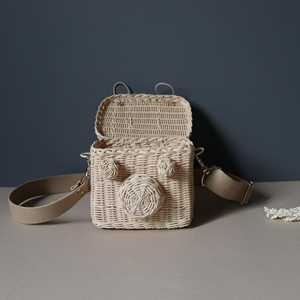 New style child <b>small</b> bag kids <b>handbag</b> for baby girls rattan bags camera shaped kid shoulder <b>handbags</b> - Product Image 2