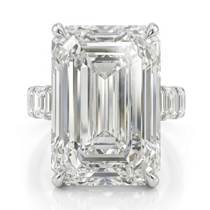 Anillo de Compromiso y Boda con Diamante Cultivado en Laboratorio, Corte Esmeralda, 15.90 CTW, Certificado por IGI, Oro Blanco Sólido de 9K, Banda de Eternidad - Product Image 6