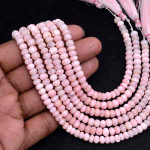Perles de pierres précieuses en forme de rondelle lisse d'opale rose naturelle de super qualité 8 pouces brin de pierres précieuses élégant unique pour la fabrication de bijoux - Product Image 3