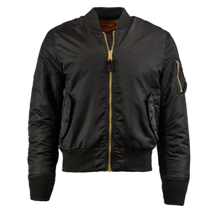 <b>Men's</b> Black Nylon Bomber <b>Jacket</b> Stand Collar Zipper Windproof Casual <b>Flight</b> Coat Nylon Bomber <b>Jackets</b> - Product Image 3