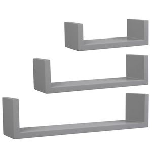 Set di 3 Mensole Galleggianti in Ferro Grigio, Scaffali da Parete per Libri e Decorazioni, Mensole Fluttuanti Montate a Muro - Product Image 4