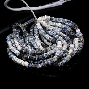 Vente en gros de perles d'opale dendrite naturelle, forme carrée Heishi, 4-6 mm, lisses, pour bijoux femme. - Product Image 5