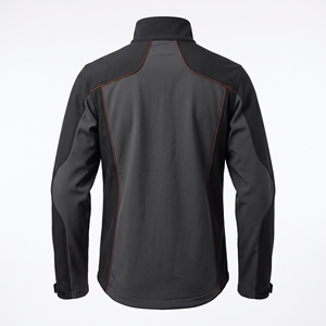 Charcoal Orange Trim Softshell Windproof <b>Thermal</b> Shield Utility Workwear Athletic Zippered Layered Technical Outerwear Uniforms - Product Image 2