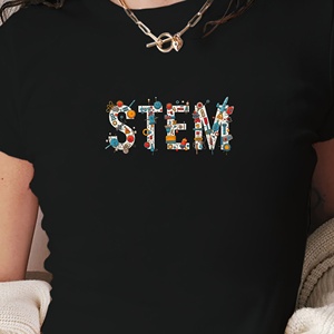 เสื้อยืดแขนสั้นพิมพ์ลายทรงเข้ารูป Y2K สำหรับผู้หญิง-แฟชั่น STEM - Product Image 3