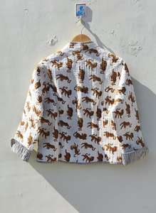 เสื้อแจ็คเก็ตผ้าฝ้ายเย็บมือ: เสื้อโค้ทลายเสือขาวแบบสองด้าน - Product Image 6