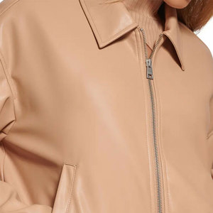 Wholesale <b>Women</b> Leather <b>Jacket</b> Casual Street Wear OEM Service Winter Clothing Front Zipper Stylish Leather <b>Jacket</b> For <b>Women</b> - Product Image 4