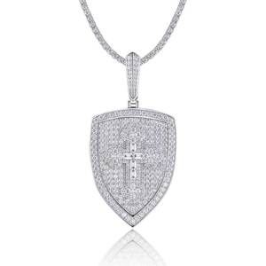 Pendentif tendance en moissanite plaqué platine, unisexe, pour homme et femme, bijoux de fête, serti griffe chrétienne, certifié GRA, taille ronde - Product Image 1