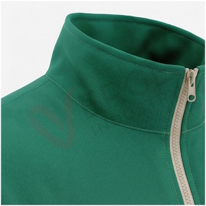 Conjunto Deportivo Verde para Hombre, Manga Larga, Cuello Alto, Cierre de Cremallera Frontal, Color Sólido, Transpirable, Corte Regular, Ropa Casual de Otoño - Product Image 4