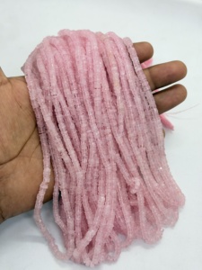 Perles Heishi en quartz rose en gros, 4-5 mm, brin de 16 pouces - Product Image 4