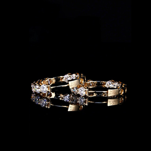 AMBER JEWELS Pendientes de Compromiso Unisex de Oro Sólido de 14K con Baño de Platino, Estilo Vintage, con Diamantes Cultivados en Laboratorio de Corte Brillante, Color F - Product Image 3