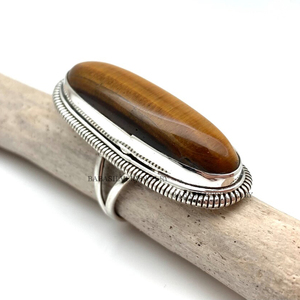 แหวนหินตาเสือธรรมชาติ ทำมือ เงินแท้ 925 แหวนพลอยสำหรับเธอ - Product Image 4