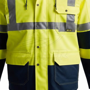 New Arrival SCALER SPORTSWEAR High Visibility ANSI Class 3 <b>Waterproof</b> Reflective Hoodies Pullover Long Sleeve Drawstring Hood - Product Image 6