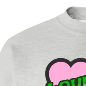 Sweat-shirt à col rond gris avec motifs roses et verts, manches longues, poignets côtelés, décontracté, en polaire pour femme, style urbain - Product Image 5