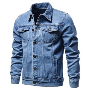 OEM Slim Fit Vintage Denim <b>Jacket</b> for <b>Men</b> Acid Wash Design Stand Collar <b>Long</b> Sleeve Casual Streetwear Sheep Breathable-Plus Size - Product Image 2