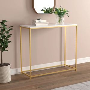 Console d'entrée décorative en métal avec plateau en verre transparent, meuble d'appoint haut de gamme pour les espaces modernes. - Product Image 1