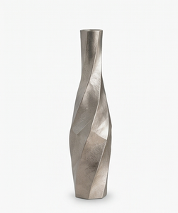 Vase en métal argenté haut de gamme, motif tourbillon, élégant, sculpté, à facettes diagonales, pour centres de table de mariage, approvisionnement - Product Image 3