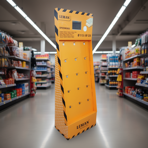 Custom Sidekick Display <b>Shelves</b> <b>with</b> Hanging Peg <b>Hook</b> Clip Strip Made in Vietnam Factory Corrugated Retail Aisle Display - Product Image 3