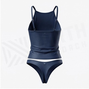 Ensemble bikini 2 pièces pour femme NORTH APPROACH, haut halter uni bleu marine, bas string, maillot de bain extensible, respirant, séchage rapide - Product Image 2