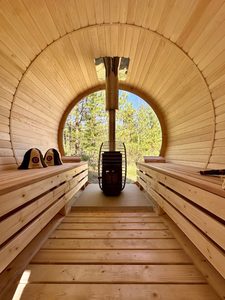 Sauna panoramique de style nordique, cabine de sauna extérieure à bois avec façade entièrement vitrée - Product Image 4