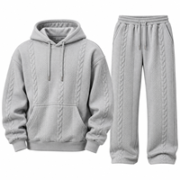 Ensemble jogging et sweat à capuche en maille torsadée pour homme, 2 pièces, épais, tenue décontractée d'hiver