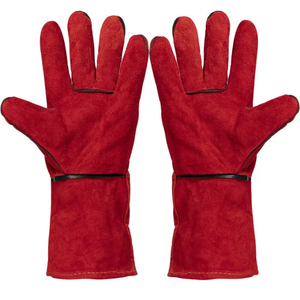 Guantes de cuero de vaca de dos capas para soldador, largos, protectores, para soldadura TIG y rectificado, a precio reducido. - Product Image 1
