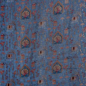 Tissu Jacquard Naturel Premium Dola Motifs Floraux Éléphant Royal Paon Bleu Denim Poussiéreux Respirant Robe de Mariée Fille - Product Image 6