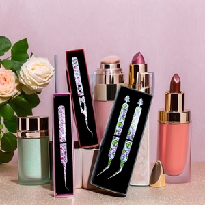 Pince à épiler pour cils GETUP BROSONS IMPEX de haute qualité en acier inoxydable, à pointe lisse, avec poignée diamantée, plusieurs couleurs, isolation renforcée - Product Image 1