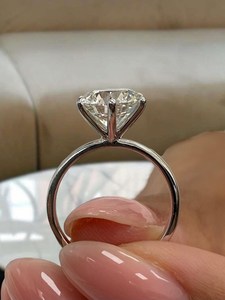 Moissanite 5CT Round Cut Diamond Solitaire Gorgeous <b>Ring</b> For Women's original 925 Silver Fine Wedding Promise Gift For Lovers - Product Image 4