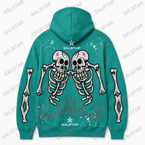 Men's <b>Gothic</b> Skeleton Graphic Green Hoodie <b>Jacket</b> Custom Printed Zip Up Hoodie Streetwear Casual Fashion Hooded <b>Jacket</b> - Product Image 4
