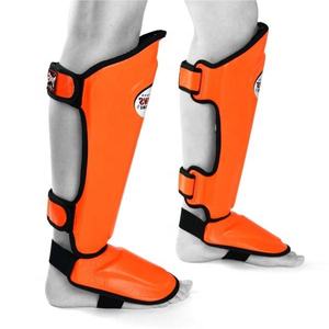 Últimos Protectores de Espinilla Dobles Naranja de Alta Calidad para Entrenamiento de Boxeo, Protectores de Espinilla y Empeine 100% Cuero Genuino para Muay Thai - Product Image 6