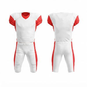 Custom Men's White Red Sublimated American Football Jersey Short Sleeve Moisture Wicking <b>Athletic</b> Fit Adult Sportswear Service - Product Image 1