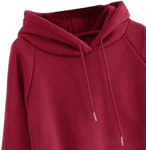 เสื้อสเวตเชิ้ตมีฮู้ดผู้ชายสีมารูน ผ้าฝ้ายฟลีซ ทรงโอเวอร์ไซส์ สีพื้น สวมใส่สบายๆ สำหรับฤดูใบไม้ร่วง ดีไซน์กระเป๋า แขนเสื้อแบบปกติ - Product Image 2