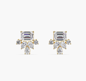 IGI Lab Grown Diamond <b>Emerald</b> Cut <b>Gold</b> Plated Vintage Anniversary <b>Earrings</b> Wholesale Custom Fine Jewelry for Women - Product Image 1