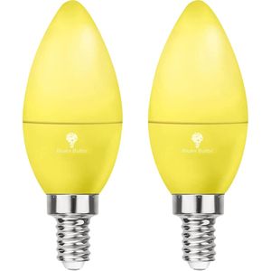 BlueX Confezione da 2 Lampadine LED Gialle 4W (Equivalente a 40 Watt) Attacco E12 per Decorazioni Feste, Portico, Illuminazione Domestica, Lampadina Gialla e Rosa - Product Image 1